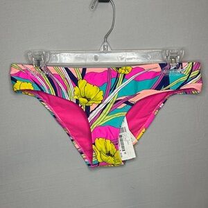 Roxy Pink and Yellow Floral ID Boy Brief Bikini Bottoms